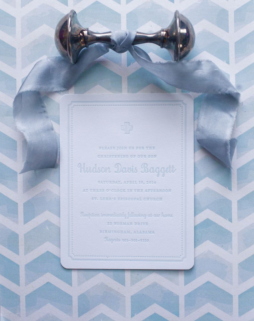 Letterpressed Christening Invitation