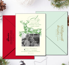 Letterpress Wildlife Whitetail Deer Christmas Card