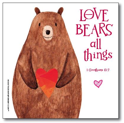 Bible Verse Square Scripture Valentine Classroom Sets - Bear