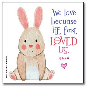 Bible Verse Square Scripture Valentine Classroom Sets - Bunny