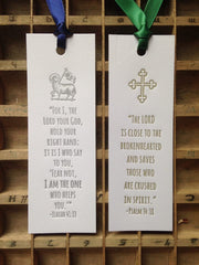 SET OF 5 Letterpress Bible Verse Scripture Bookmarks