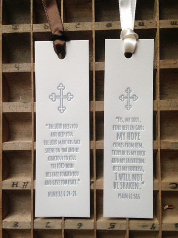 SET OF 5 Letterpress Bible Verse Scripture Bookmarks