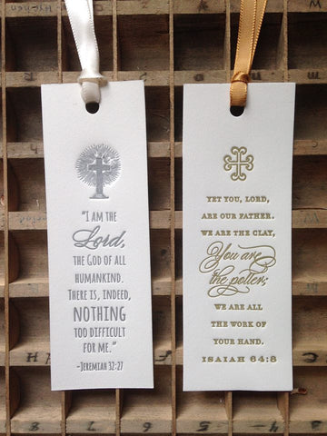SET OF 5 Letterpress Bible Verse Scripture Bookmarks