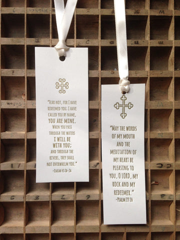 SET OF 5 Letterpress Bible Verse Scripture Bookmarks