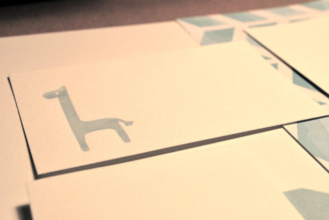 Little Giraffe Long Horizontal Letterpressed Enclosure cards (Qty. 6)