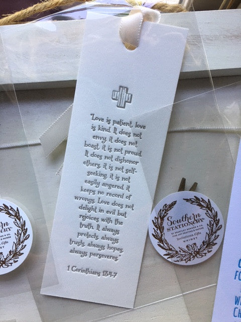 SET OF 5 Letterpress Bible Verse Scripture Bookmarks