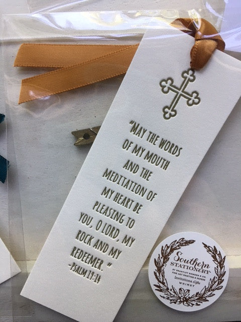 SET OF 5 Letterpress Bible Verse Scripture Bookmarks