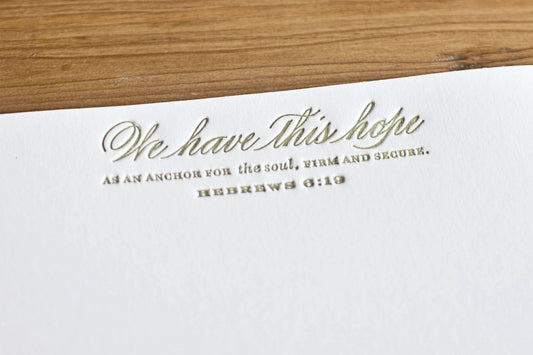 Set of 2 - Gold Letterpressed Sympathy or Encouragement Notecard